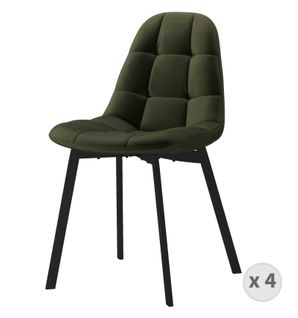 Stellia-chaise En Velours Kaki Et Métal Noir (x4)