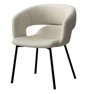 Travis-fauteuil De Table En Tissu Bouclé Lin Et Métal Noir