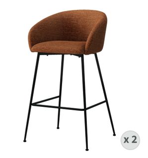 Chloe-fauteuil De Bar En Tissu Luxury Terracotta Et Métal Noir (x2)