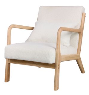 Zack-fauteuil En Bois Naturel Tissu Curly Ecru