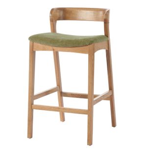 Tino-tabouret De Bar En Chêne Massif Naturel Et Tissu Bliss Sauge