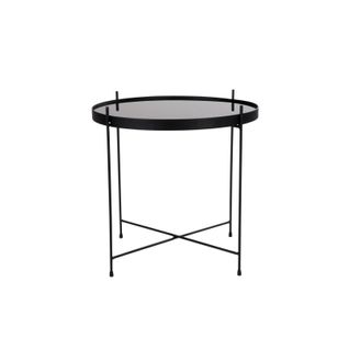 Roma-table Basse Acier Noir Et Verre D.48cm