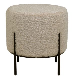 Ted- Pouf En Tissu Bouclé Taupe Ø35,5 Cm