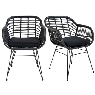 Rio-fauteuil De Table En Rattan Noir Et Métal (x2)