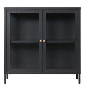 City-rangement 2 Portes Vitrées Métal Noir 80x80 Cm