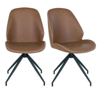 Carla-chaise Pivotante à 360° En Cuir Synthétique Marron (x2)