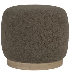 Bul-pouf En Tissu Bouclé Marron Et Bois Ø44,5 Cm