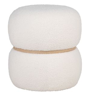 Bull-pouf En Tissu Bouclé Écru Ø38 Cm