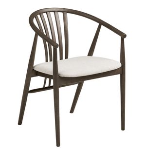 Bess-fauteuil De Table En Chêne Fumé Massif Et Tissu Beige