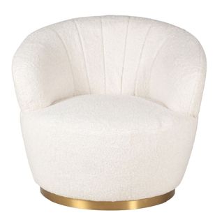 Fauteuil Tissu Effet Mohair Crème Pivotant Venus