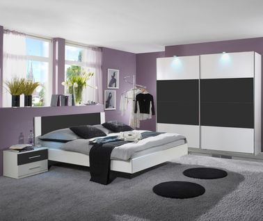 Chambre Adulte Coloris Blanc/anthracite - 180 X 200 Cm