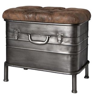 Banc Acier Laqué Anthracite-marron - Dim : L51 X P34 X H48cm-