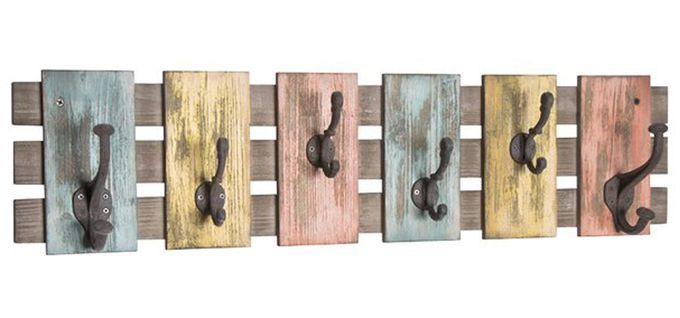 Patère Murale En Bois Massif Optique Vintage - Dim : L81 X P 11 X H20 Cm