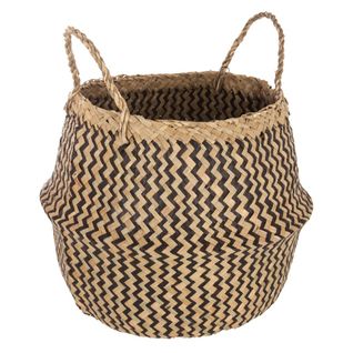Panier En Osier Avec Poignées Coloris Noir - 35 X 29 Cm