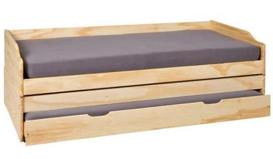 Lit Banquette En Bois Massif Coloris Naturel - Dim : 97 X 209 X 65 Cm