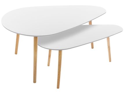 Lot De 2 Tables À Café En Mdf Et Chêne Coloris Blanc