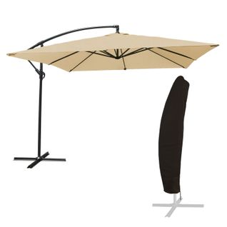 Parasol Déporté Molokai Carré 2,7x2,7m Beige + Housse