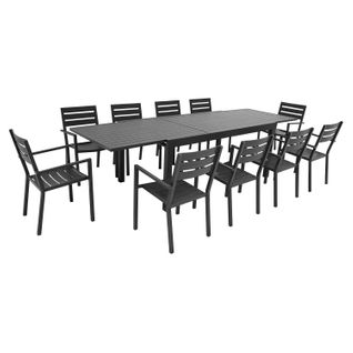 Salon De Jardin Extensible 10 Places De 180/300cm Aluminium Anthracite Venezia