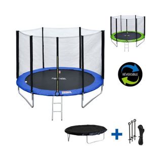 Trampoline 180cm Réversible Bleu / Vert Cairns + Échelle, Bâche Et Kit D'ancrage