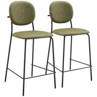 Lot De 2 Tabourets De Bar En Simili Vert Edmond