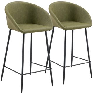 Lot De 2 Tabourets De Bar En Simili Vert Achille