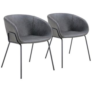 Lot De 2 Chaises En Simili Gris Foncé André