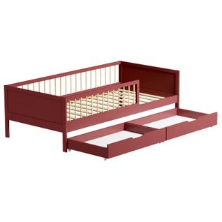 Lit Pour Enfant 190x90cm Terracotta Avec Tiroirs Adam