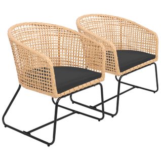 Lot De 2 Fauteuils En Rotin Synthétique Avec Coussins Rina