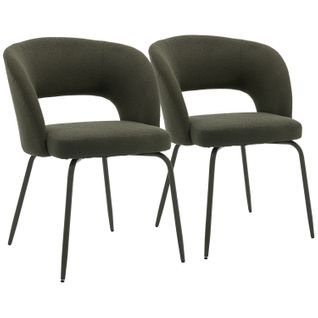 Lot De 2 Chaises En Tissu Boucle Vert Flavia