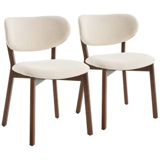 Lot De 2 Chaises En Bois Foncé Et Tissu Boucle Beige Aura