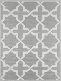 Tapis D'extérieur à Formes Géométriques - 120x160 Cm - Gris Clair