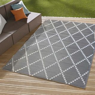 Tapis Outdoor Tressé Recto/verso - 150x220 Cm - Gris Clair