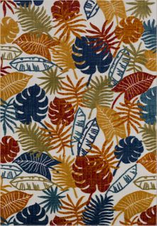 Tapis D'extérieur Rectangle - À Motif Feuille - 200x290 cm - Cabana - Multicolore