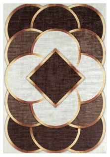 Tapis De Salon Rectangulaire Lavable En Machine Motif Geometrique 80x150 Cm - Stampa 2263 - Marron