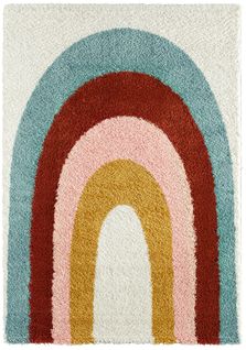 Tapis Enfants Rectangle Shaggy Motifs Mini Arc - Aquarelles - 120x160 cm - Multicolore