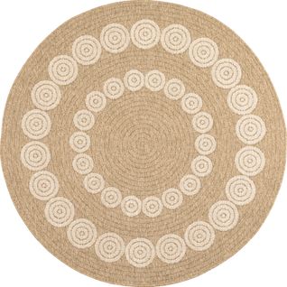 Tapis De Salon Intérieur Extérieur Rectangle Nature  Aspect Jute  Blanc 160x160cm
