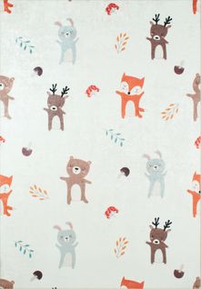 Tapis Chambre Enfant Motif Animaux - 120x160 Cm - Happy - Crème