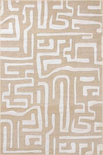 Tapis Intérieur Extérieur à Motif Labyrinthe Beige 273x380 Cm