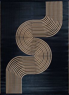 Tapis Vague Noir Extérieur Capri 150x220