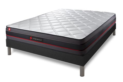 Ensemble Matelas Mémoire De Forme 140x200 Regen Ep:24cm - Sommier Noir