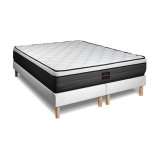 Ensemble Matelas Ressorts Ensachés Et Mémoire De Forme 160x200 Suite Ep:26cm - Sommier Blanc