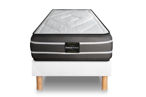 Ensemble Matelas Ressorts Ensachés Et Mémoire De Forme 90x200 Exclusive Ep:22cm - Sommier Blanc