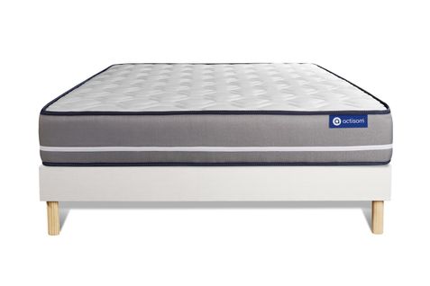 Ensemble Matelas Ressorts Ensachés 140x200 Actiflex Pur Ep:20 Cm - Sommier Kit Blanc