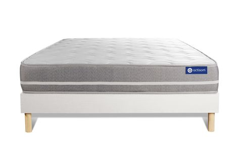 Ensemble Matelas Mémoire De Forme 140x200 Actimemo Touch Ep:20 Cm - Sommier Kit Blanc