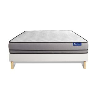 Ensemble Matelas Mémoire De Forme 200x200 Actimemo Night Ep:20 Cm - Sommier Kit Blanc