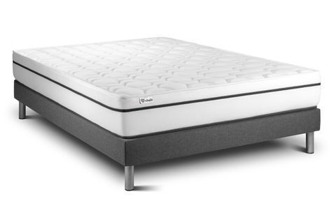 Ensemble Matelas Mousse Polyuréthane à Mémoire De Forme 140x190 Vital Spa Ep:24 Cm - Sommier Kit Gri