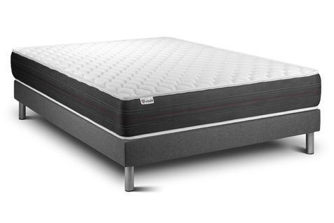 Ensemble Matelas Ressorts Ensachés 180x200 Vitalspring Ep:22 Cm - Sommier Kit Gris