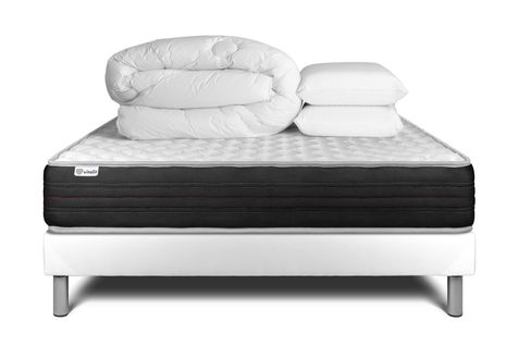 Ensemble  Vitalmemo One 160 X 200 Cm Sommier Kit Blanc - Mousse Polyuréthane à Mémoire De Forme