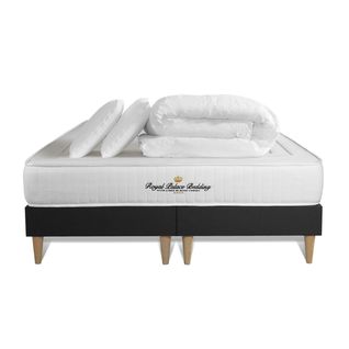 Ensemble Matelas Lancaster 180x200 + Double Sommiers Noir 90x200 + Couette + 2 Oreillers - Ressorts