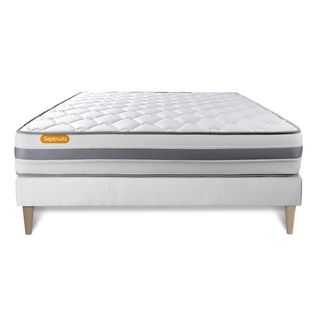 Ensemble Matelas Ressorts Ensachés Et Mémoire De Forme 140x200 Memo Spring Ep:22 Cm - Sommier Kit Bl